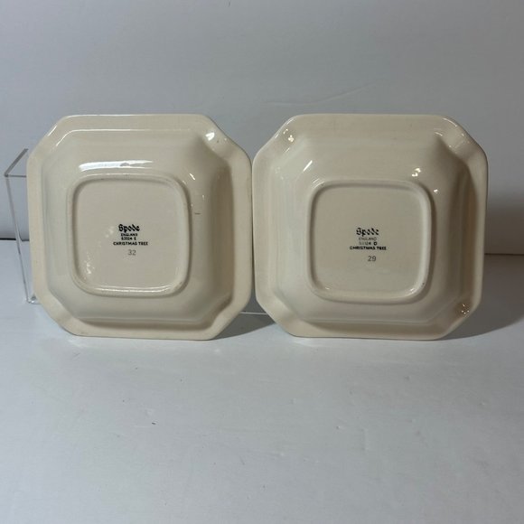 Spode Christmas Tree VTG 70's Trinket Ash Tray Set of 2 Made In England Pls READ - Picture 3 of 9